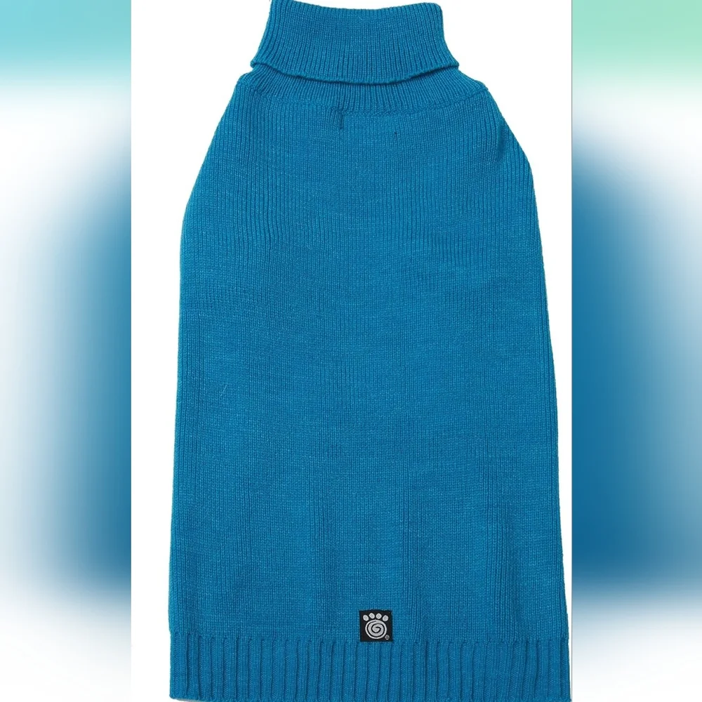 Nwt Teal Dog Turtleneck Sweater Petrageous Size Large